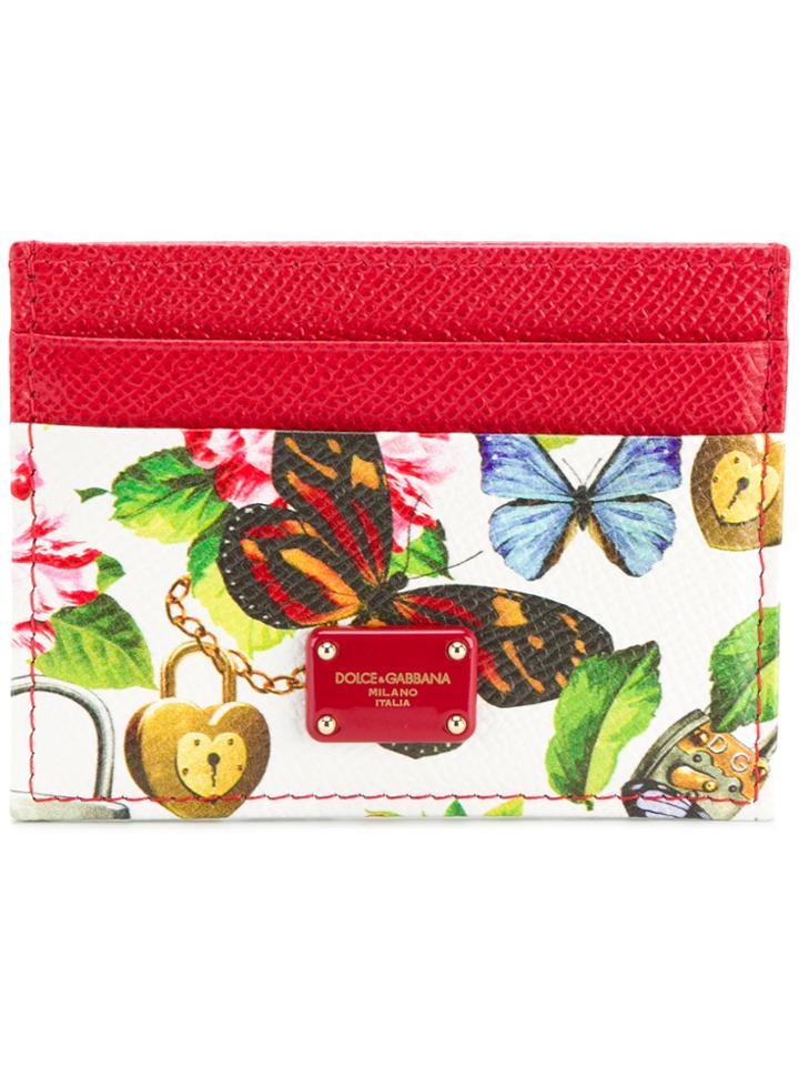 Dolce & Gabbana Butterfly Print Card Holder - White