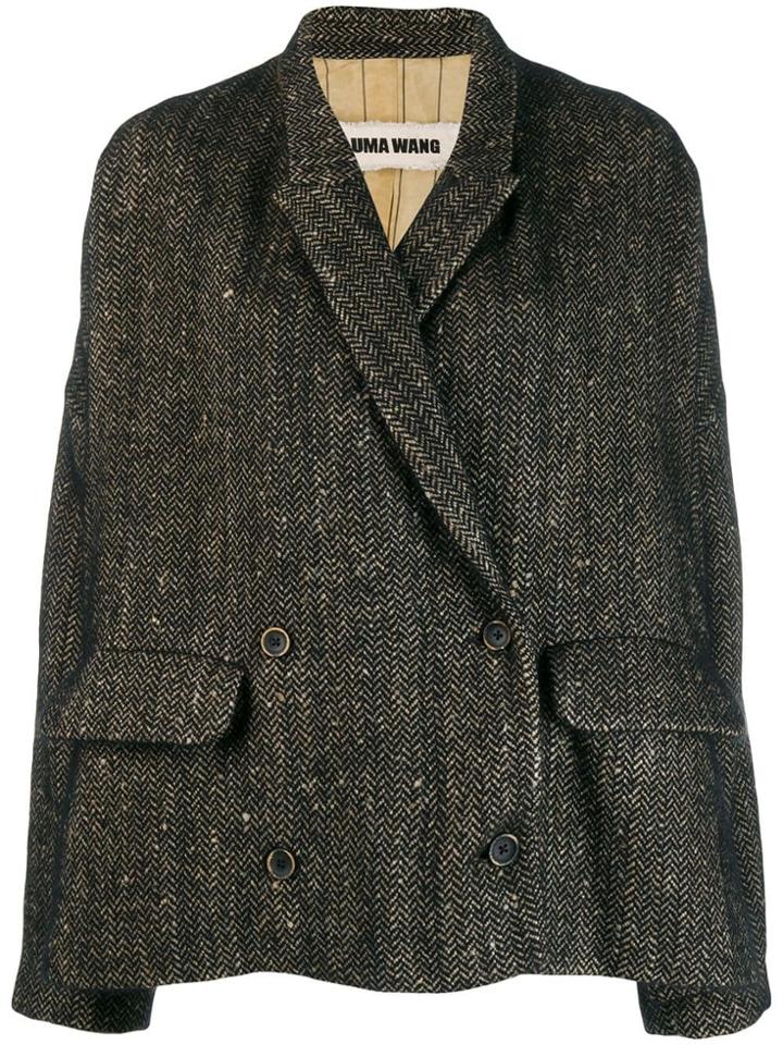 Uma Wang Herringbone Pattern Oversized Jacket - Black