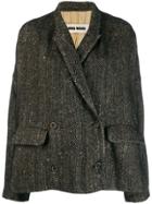 Uma Wang Herringbone Pattern Oversized Jacket - Black