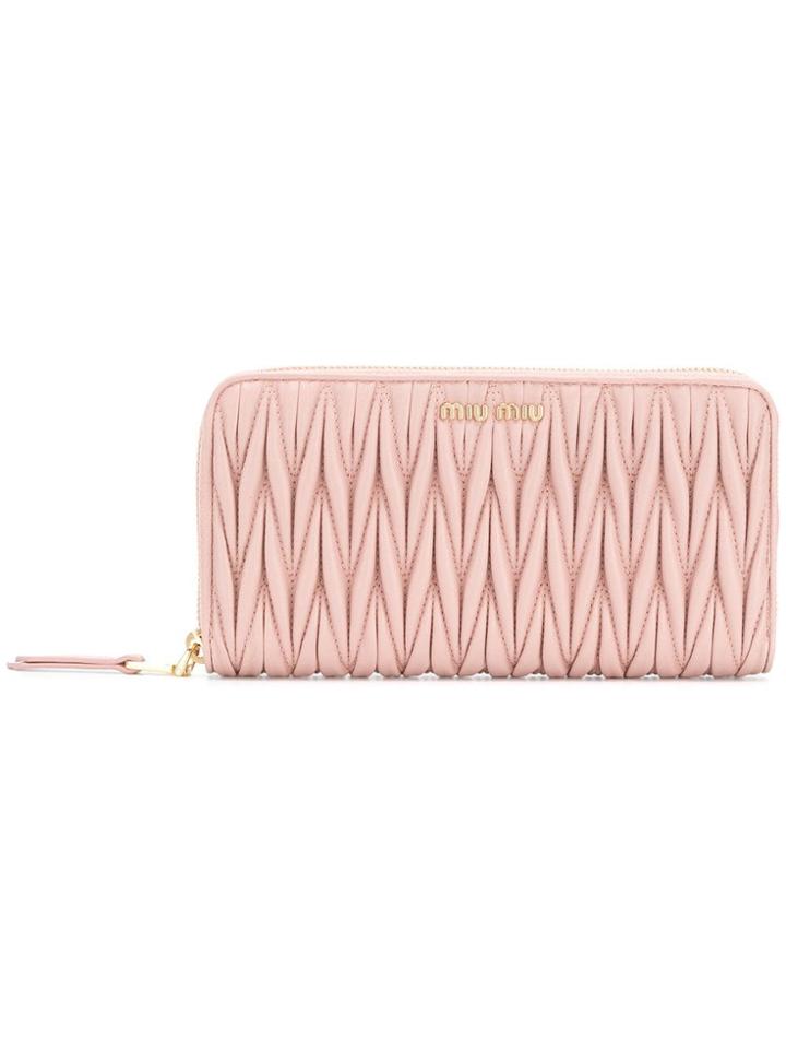 Miu Miu Matelassé Continental Wallet - Pink
