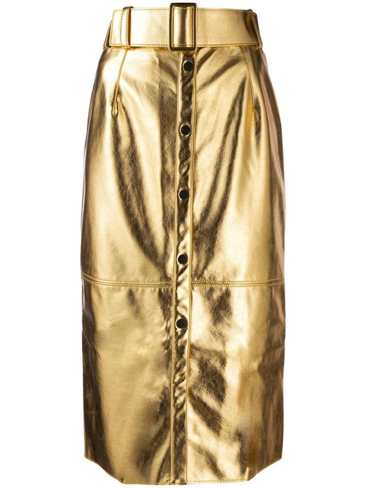 Msgm Button-up Pencil Skirt - Gold