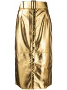 Msgm Button-up Pencil Skirt - Gold