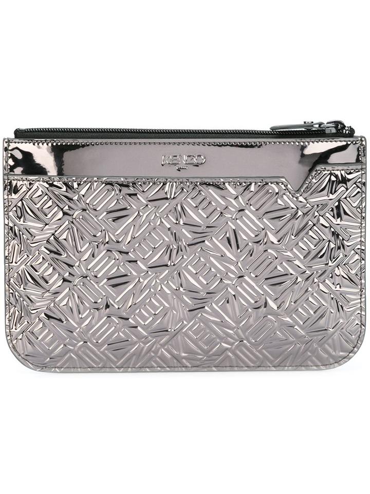 Kenzo Embossed Logo Clutch, Women's, Grey