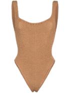 Hunza G Isolde Square Neck High Leg Swimsuit - Brown