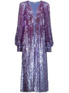 Attico Long Sleeve Sequin Embellished Robe - Pink & Purple