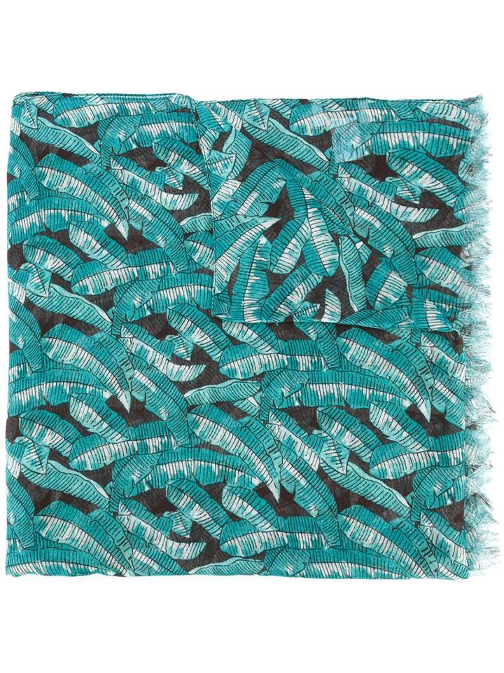 Valentino Valentino Garavani Leaf Print Scarf, Blue, Modal/cashmere/silk