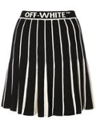 Off-white Contrasting Pleated Skirt - Black