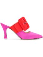 Attico Buckled Pointed Mules - Pink & Purple