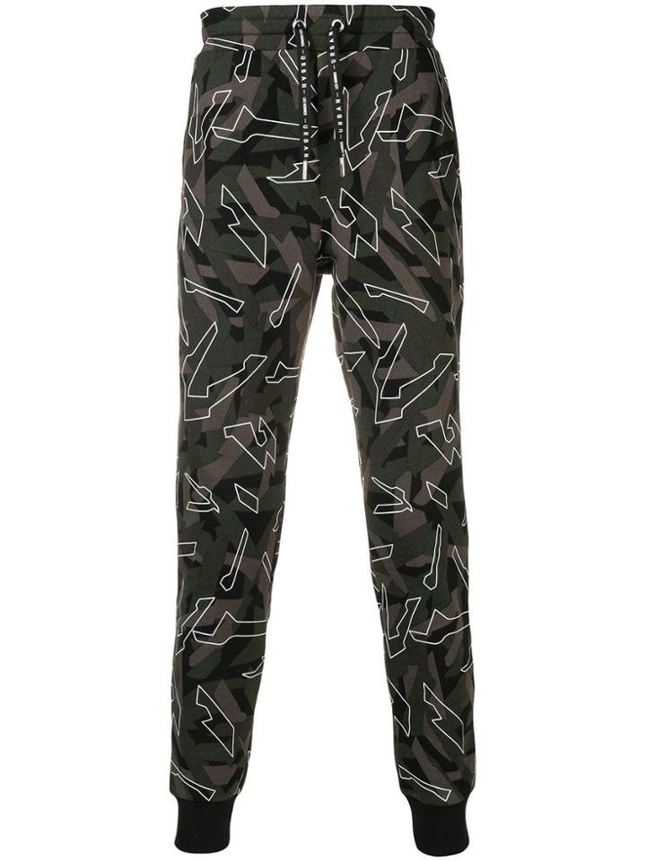 Les Hommes Urban Camouflage Print Track Pants - Green