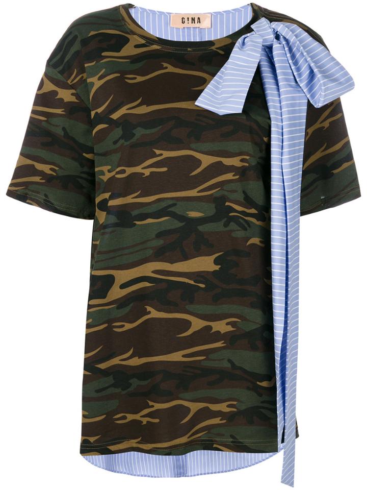 Gina Contrast Bow T-shirt - Multicolour