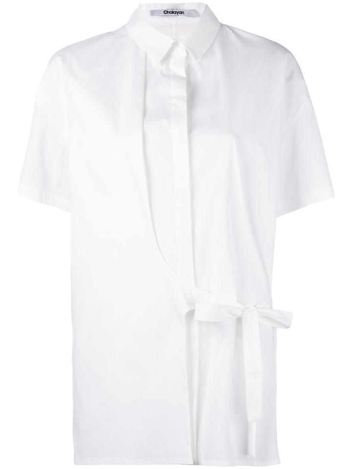 Chalayan Asymmetric Tie Waist Shirt, Women's, Size: 42, White, Cotton/polyester
