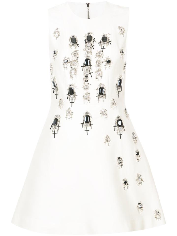 Thomas Wylde Gemstone And Cross Embellished Dress - White