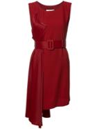 Mm6 Maison Margiela Asymmetric Draped Dress, Women's, Size: 40, Red, Acetate/viscose