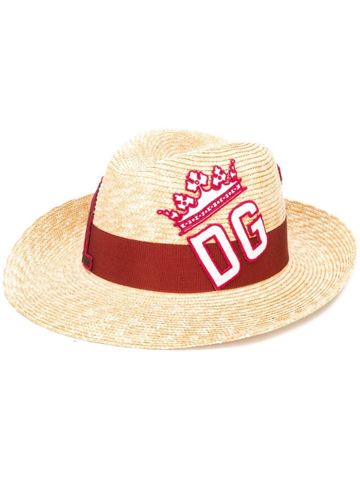 Dolce & Gabbana Embroidered Logo Sun Hat - Neutrals