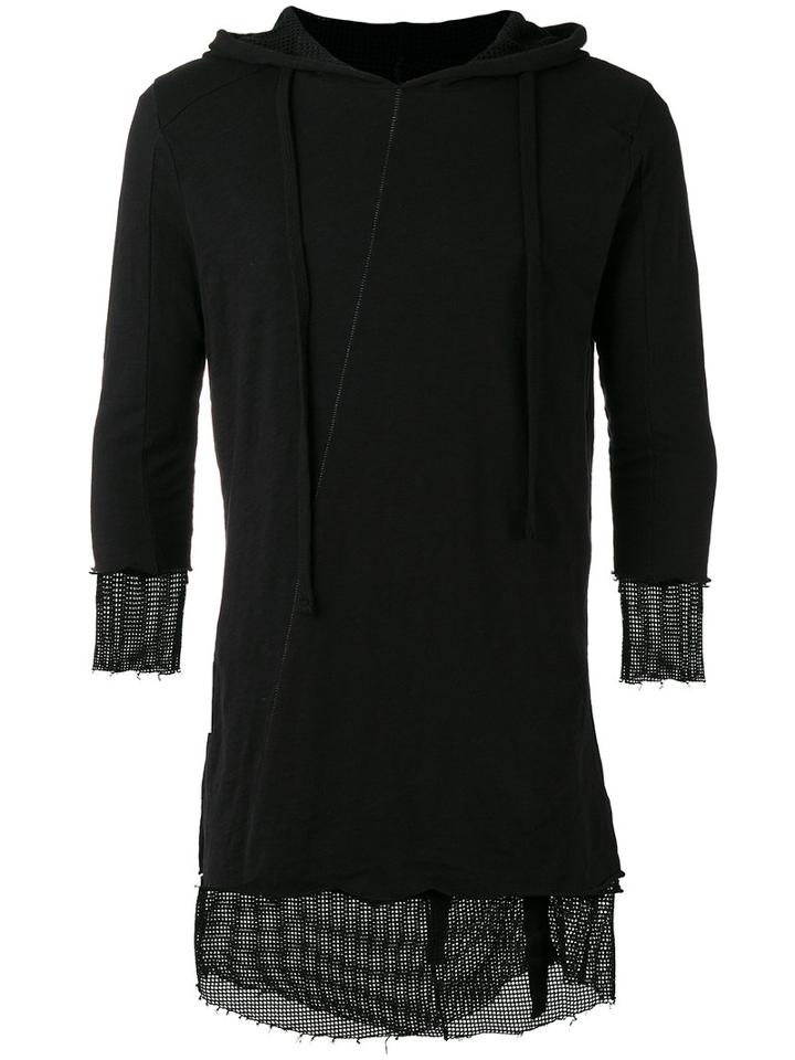 Thom Krom Net Trim Hoodie, Men's, Size: Xl, Black, Cotton