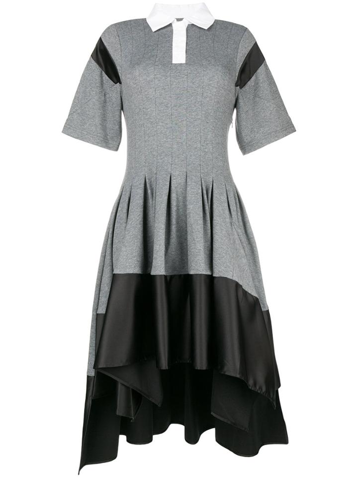 Koché Asymmetric Panelled Polo Dress - Grey