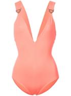 Eres Edge Crew Plunging V-neck Swimsuit - Pink