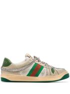 Gucci Screener Crystal Embellished Low-top Sneakers - Neutrals