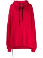 Mia-iam Boxy Logo Print Hoodie - Red