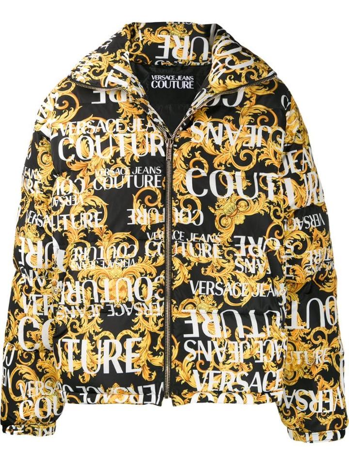Versace Jeans Couture Baroque Print Puffer Jacket - Yellow