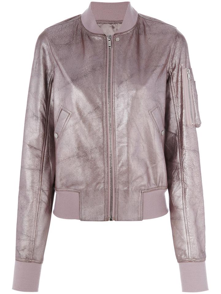 Rick Owens - Classic Bomber Jacket - Women - Silk/cotton/calf Leather/virgin Wool - 38, Grey, Silk/cotton/calf Leather/virgin Wool