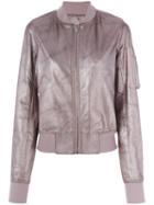 Rick Owens - Classic Bomber Jacket - Women - Silk/cotton/calf Leather/virgin Wool - 38, Grey, Silk/cotton/calf Leather/virgin Wool