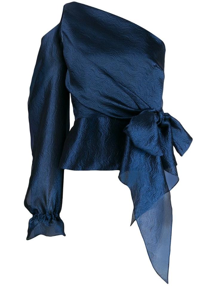 Roland Mouret Asymmetric Single-sleeve Blouse - Blue
