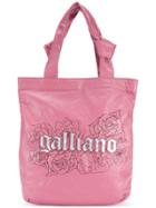 John Galliano Logo Print Tote - Pink & Purple