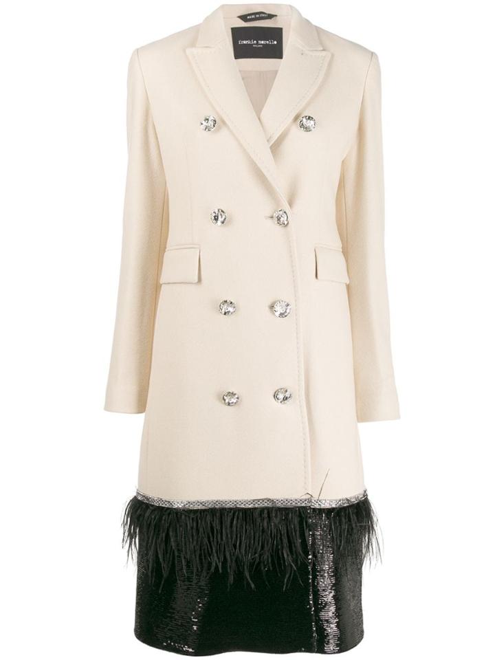 Frankie Morello Decorative Buttoned Embellished Coat - White
