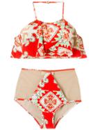 Adriana Degreas - Printed Bikini Set - Women - Polyamide/spandex/elastane - G, Yellow/orange, Polyamide/spandex/elastane