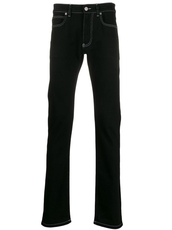 Versace Contrast Stitch Straight Denim Jeans - Black
