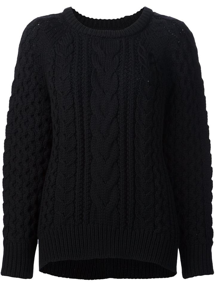 Nili Lotan Cable Knit Jumper, Women's, Size: Small, Black, Merino
