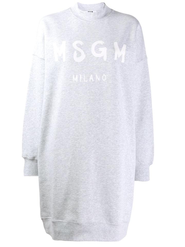 Msgm Logo Jumper Dress - Grey