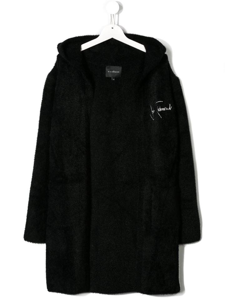 John Richmond Junior Embroidered Logo Cardi-coat - Black
