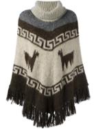 P.a.r.o.s.h. Patterned Poncho, Women's, Size: Small, Nude/neutrals, Acrylic/polyamide/alpaca