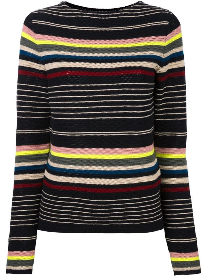 Antonio Marras Striped Crochet Jumper, Women's, Size: Large, Black, Virgin Wool