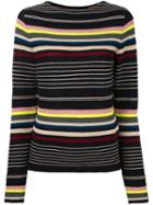 Antonio Marras Striped Crochet Jumper, Women's, Size: Large, Black, Virgin Wool
