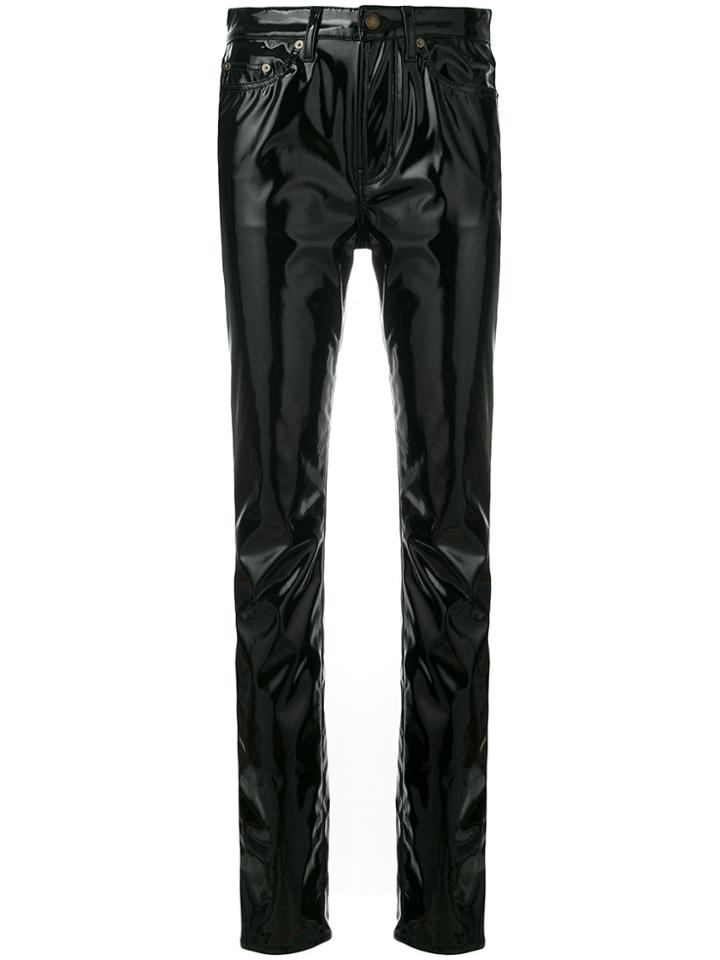 Saint Laurent Mid-rise Vinyl Trousers - Black