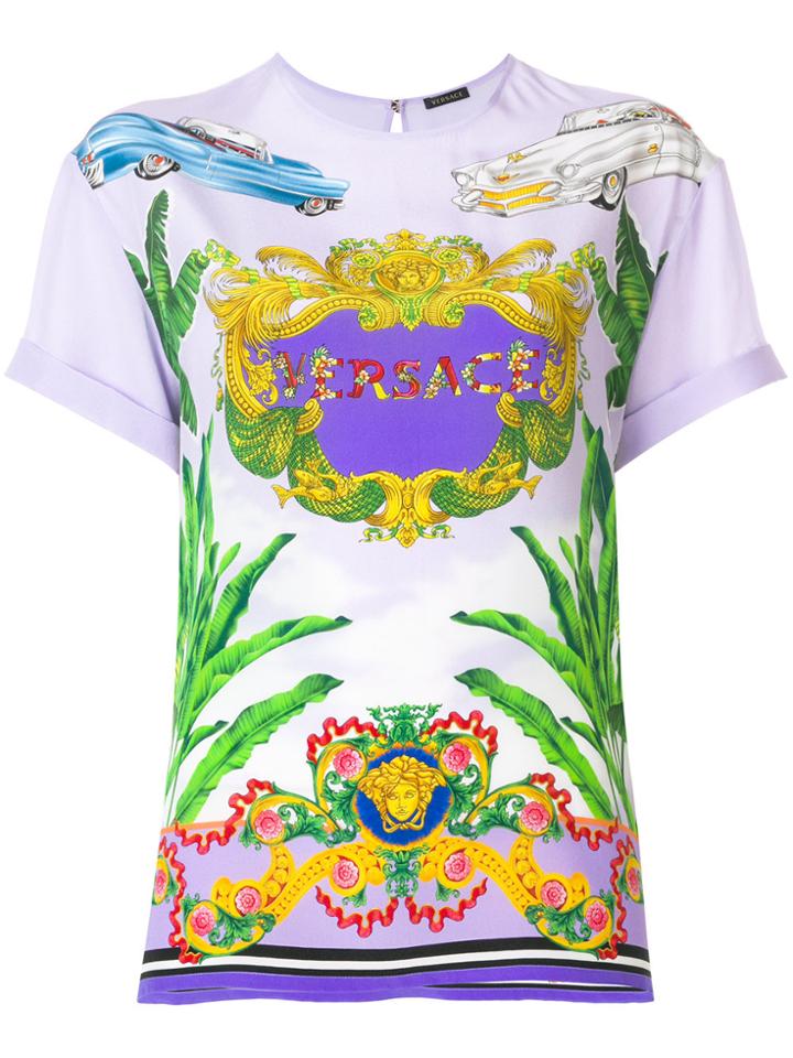 Versace Printed Logo T-shirt - Pink & Purple