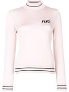 Fendi Logo Turtle-neck Sweater - Pink & Purple