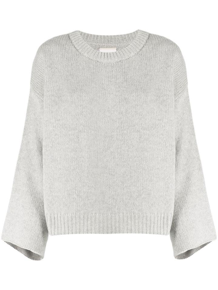 Fine Edge Fluted Sleeve Sweater - Grey