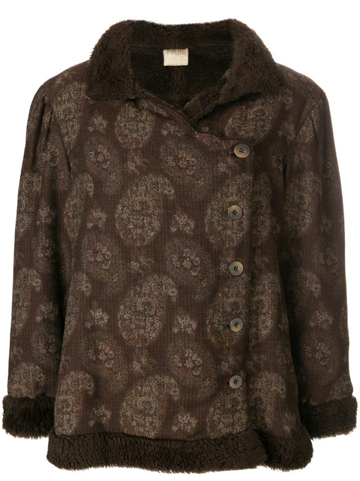 Krizia Vintage Paisley Pattern Short Coat - Brown