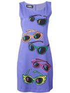 Jeremy Scott Sunglasses Print Fitted Dress - Pink & Purple