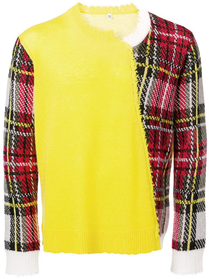 R13 Checked Knit Sweater - Yellow & Orange