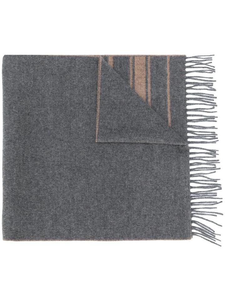 Brunello Cucinelli Fringed Cashmere Scarf - Grey