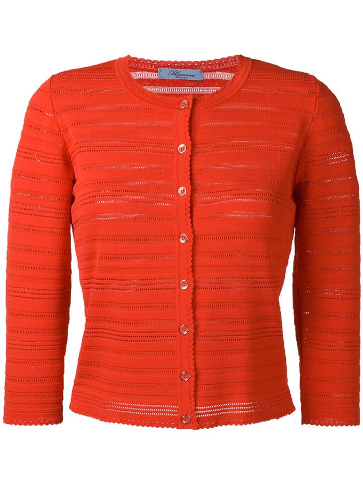 Blumarine Perforated Cardigan, Women's, Size: 42, Yellow/orange, Viscose/polyimide