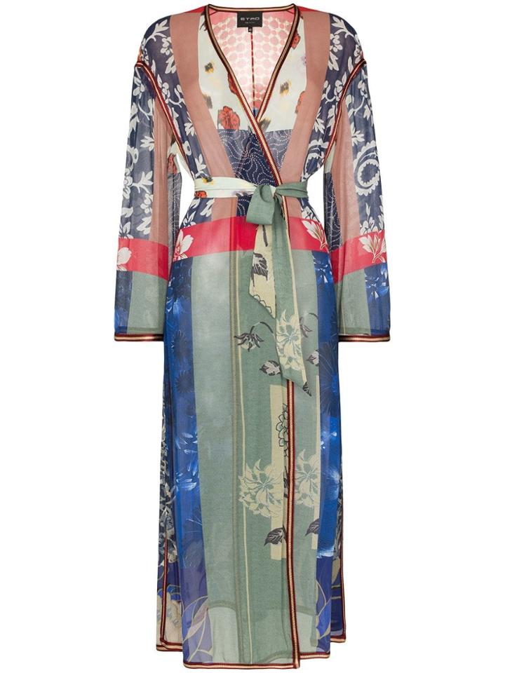Etro Belted Patterned Silk Robe - 108 - Multicoloured