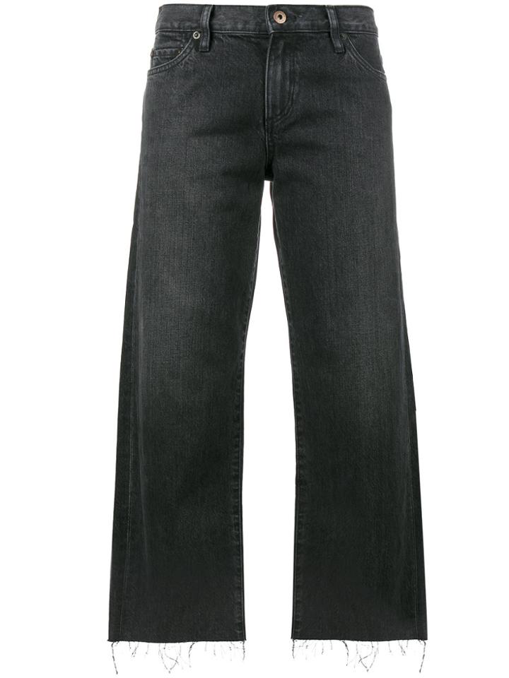 Simon Miller Black Distressed Mid Rise Cropped Jeans - Grey