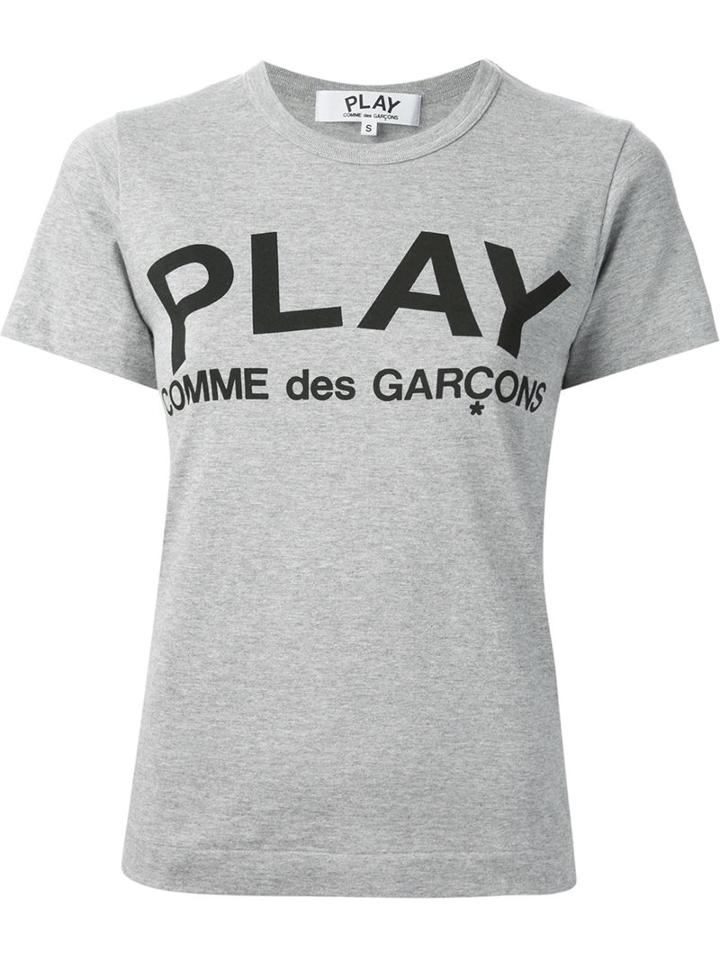 Comme Des Garçons Play Printed Logo T-shirt, Women's, Size: Small, Grey, Cotton
