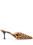 Prada Leopard Print Mules - Brown